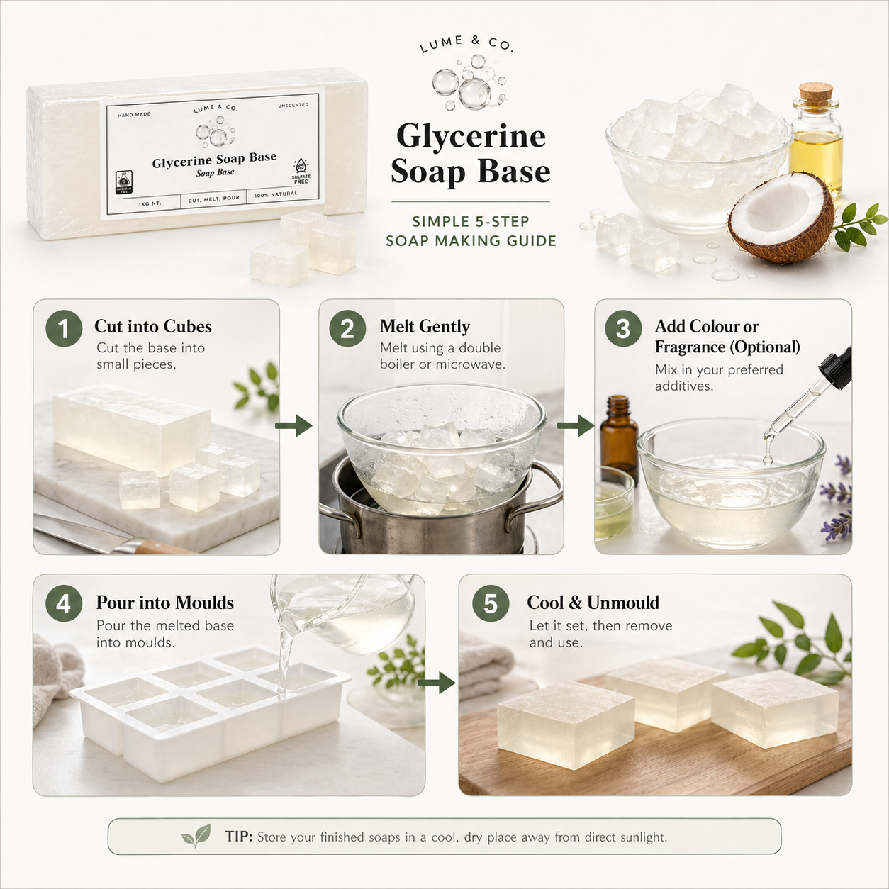 Glycerine Soap Base 1kg – Clear Melt & Pour Base for Handmade Soaps