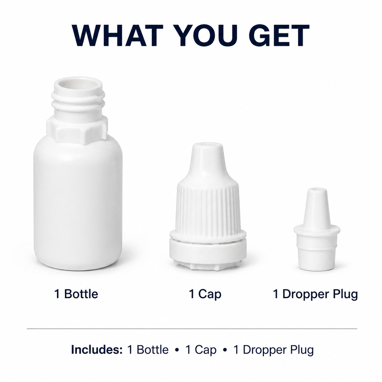 15ml HDPE Dropper Bottles with Plug & Cap – White, Food Grade Plastic | For oil, color, liquid storage