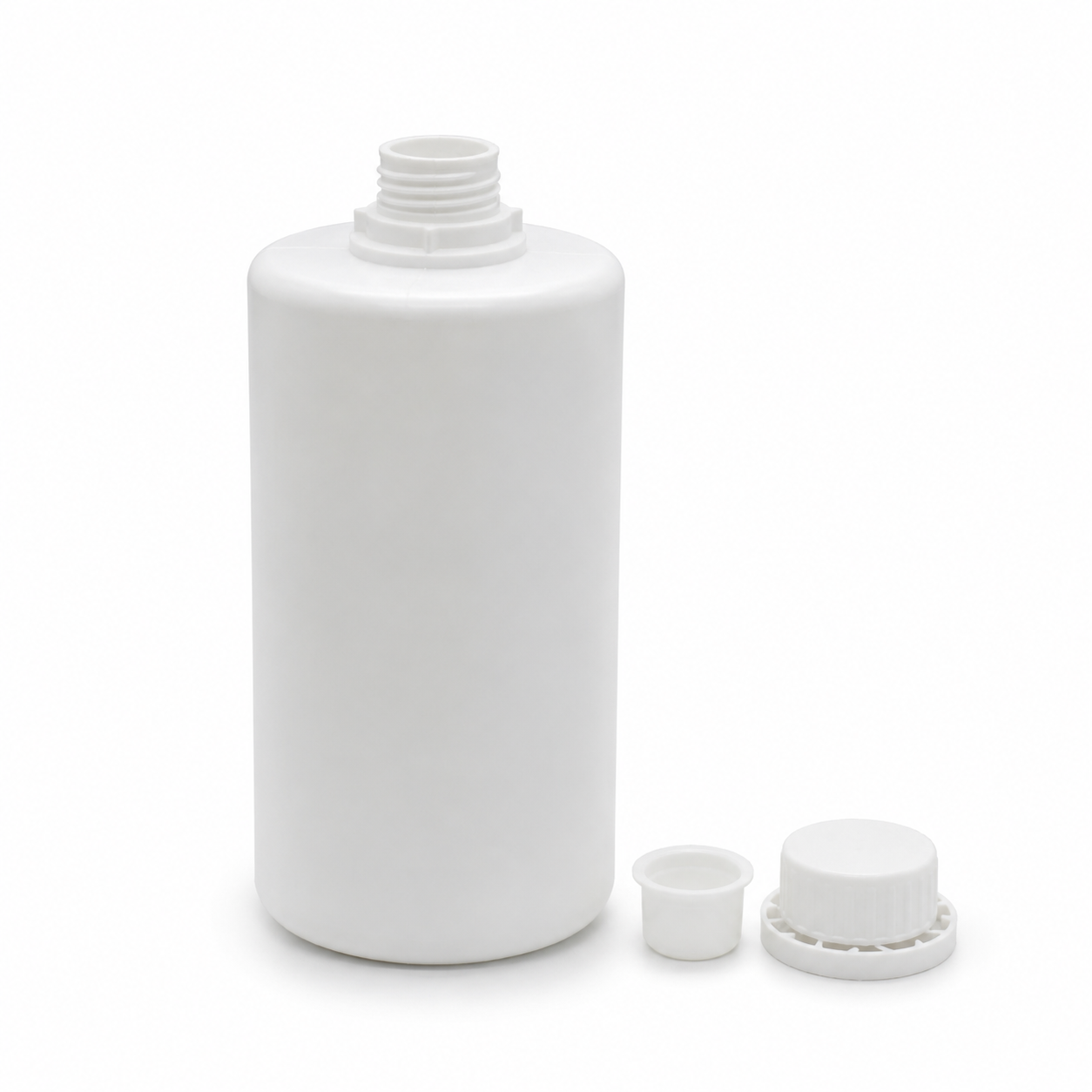 1 Litre HDPE Plastic Bottle with Inner Plug & Cap – Food Grade, White