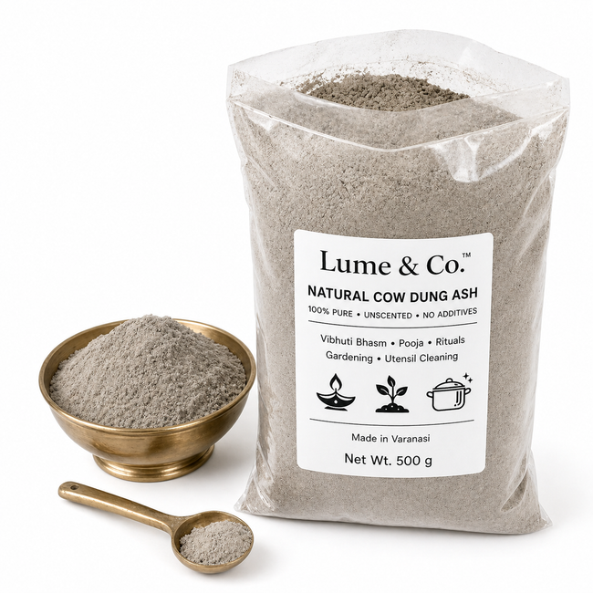 Natural Cow Dung Ash Powder for Vibhuti Bhasm, Pooja, Rituals, Gardening & Utensil Cleaning by Lume & Co. | DIY craft and skincare material