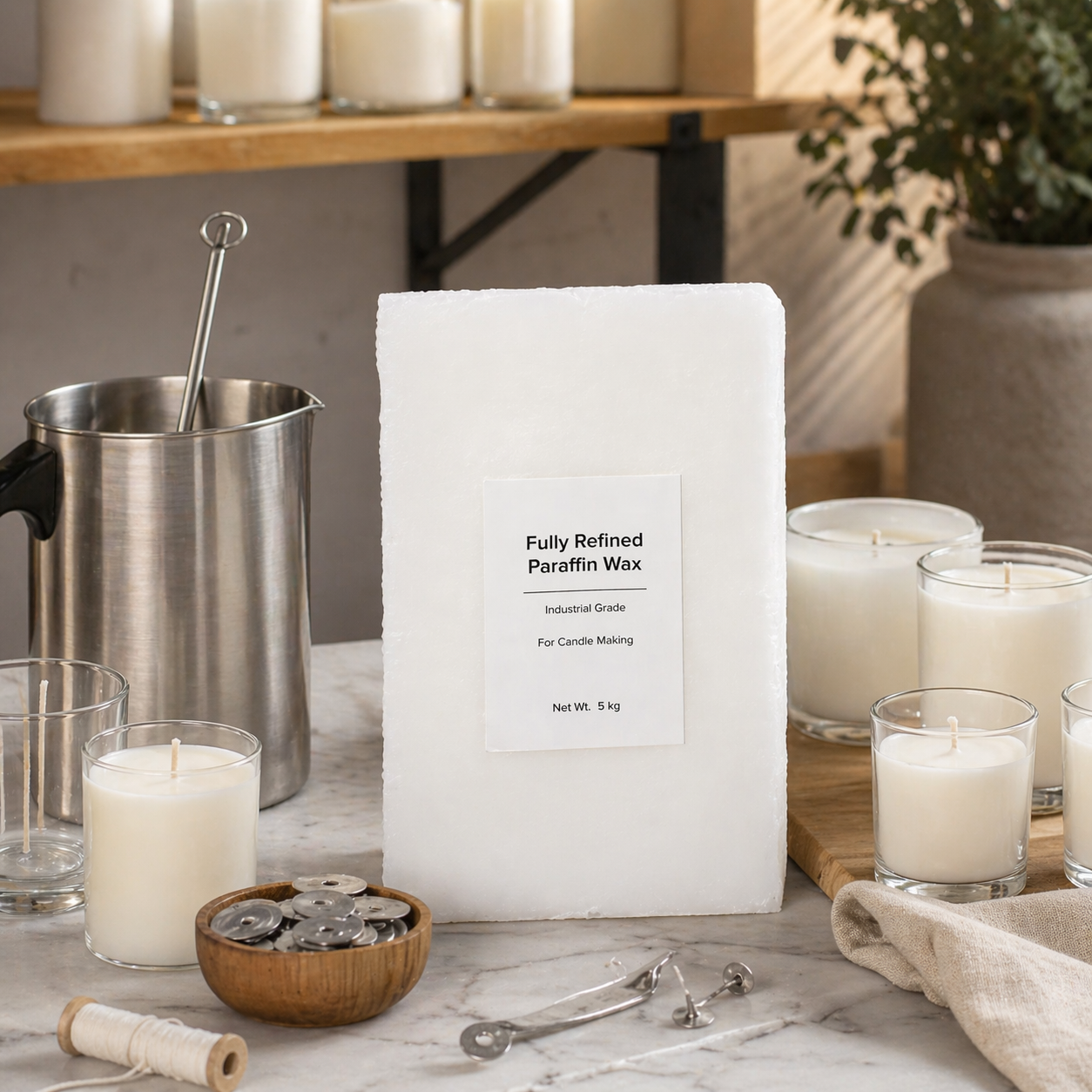 Fully Refined Paraffin Wax Slab | Industrial Grade Candle Making Wax for Pillar, Jar & Container Candles