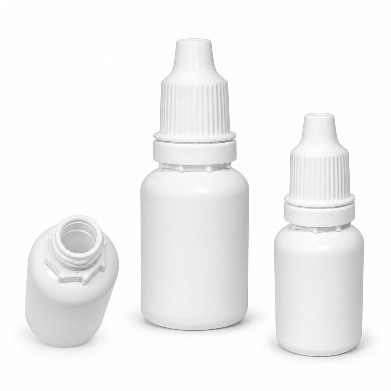 15ml HDPE Dropper Bottles with Plug & Cap – White, Food Grade Plastic | For oil, color, liquid storage