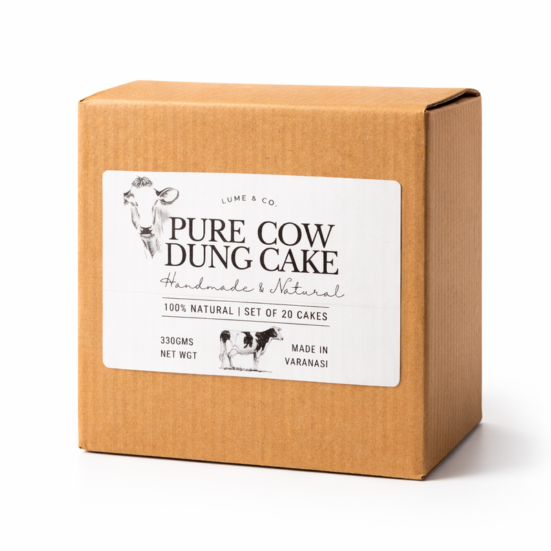 Lume & Co.™ Pure Cow Dung Cakes Pack of 20 | 100% Natural Uple for Pooja, Havan & Ritual Use