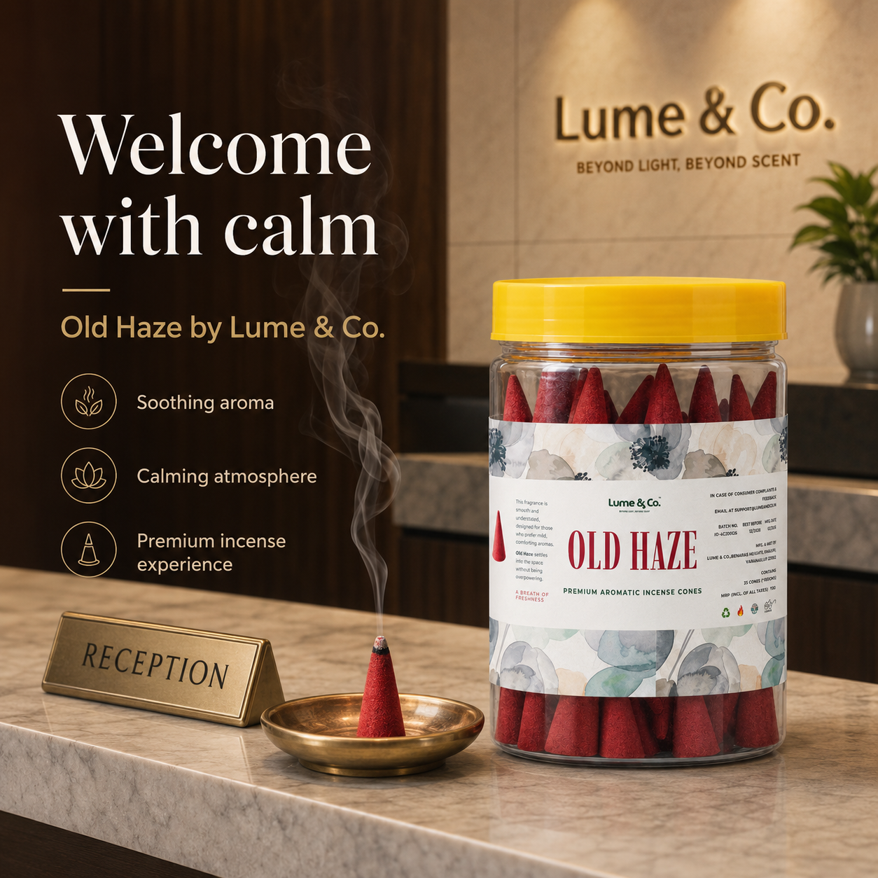 Old Haze Dhoop Cones Jar | Vintage Barbershop Fresh Incense for Premium Home Fragrance, Mediation & Gifting | Lume & Co.™